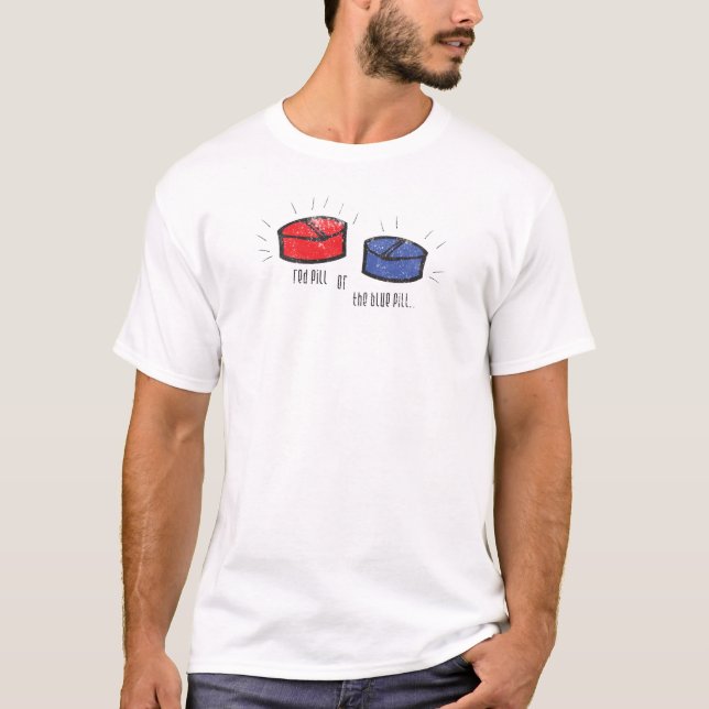 T-shirt pilule rouge de bleu de pilule (Devant)