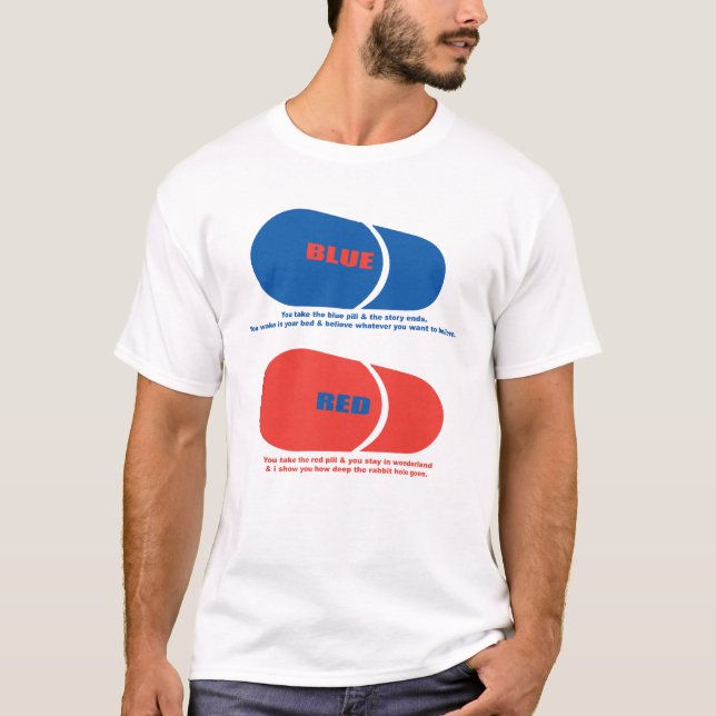 T-SHIRT PILULE ROUGE ET BLEUE (Devant)