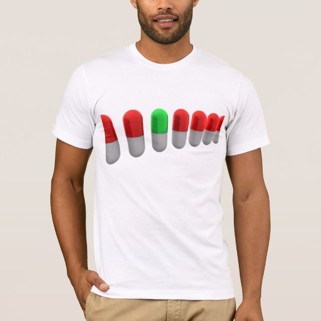 T-shirt Pilule verte unique parmi les capsules rouges (Devant)