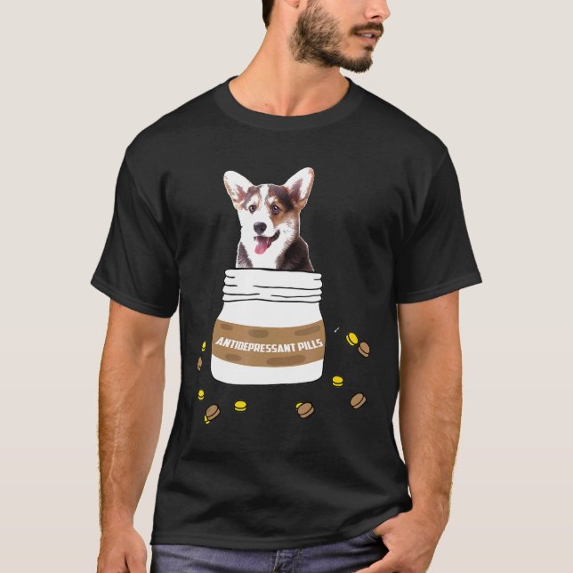 T-shirt Pilules antidépressives Corgi (Devant)