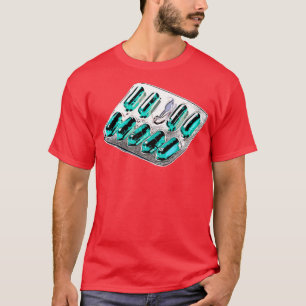 T-shirt pilules capsules turquoises 1