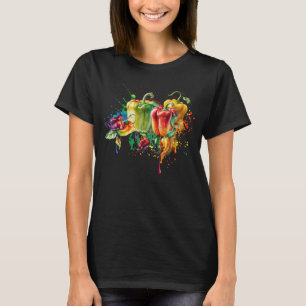 T-shirt Piment & Bell Peppers Splatter Art