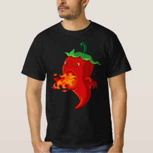 T-shirt piment chaud rouge avec flamme