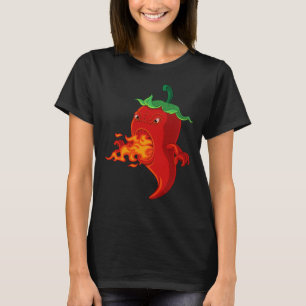 T-shirt piment chaud rouge avec flamme