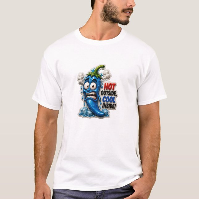 T-shirt Piment Fort Bleu Drôle (Devant)