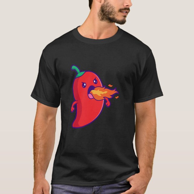 T-shirt Piment Qui Respire Du Feu (Devant)