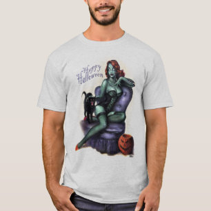 T-shirt Pin de fille de zombi de Halloween