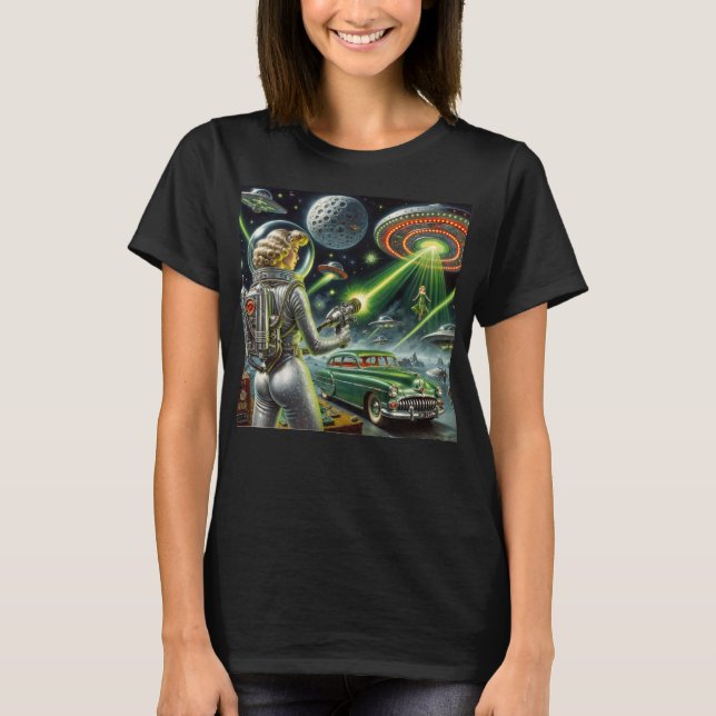 T-shirt Pin-Up à faisceau laser vintage (Devant)