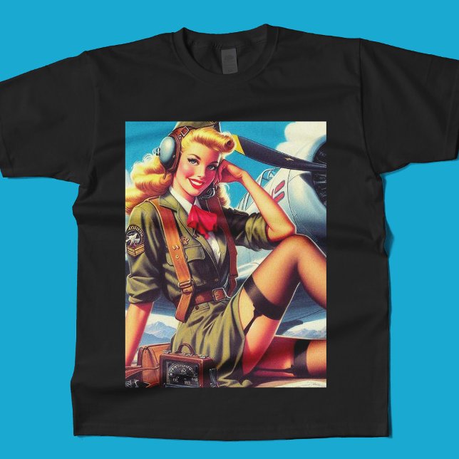 T-shirt Pin-up de l'avion vintage (Créateur téléchargé)