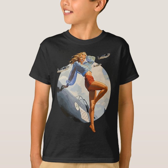 T-shirt Pin up Girl blonde air force dans 2ÈME GUERRE MOND (Devant)
