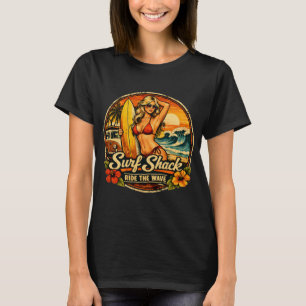T-shirt Pin-Up Surfeur Surf Shack   Surfer les Vagues Plag