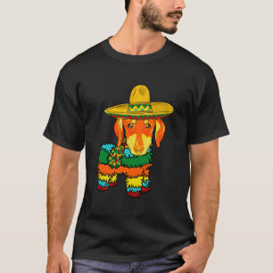 T-shirt Pinata Chien Teckel Drôle Avec Chapeau Sombrero Ci