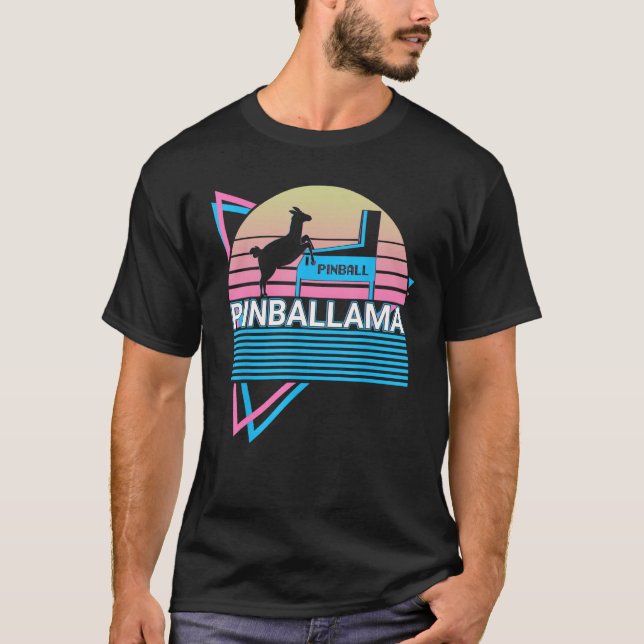 T-shirt Pinball Llama Pinball Machine Retro Pinballama (Devant)