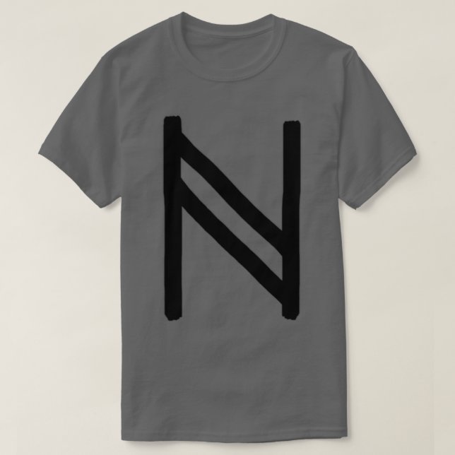 T-shirt Pinceau noir de la rune Hagalaz Version 2 (Design devant)