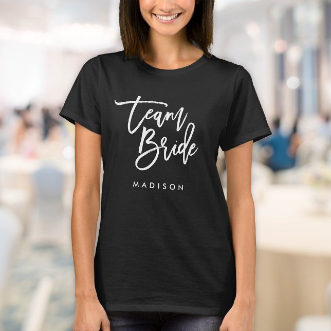 T-shirt Pinceau tendance chic écriture blanche Équipe mari (Créateur téléchargé)