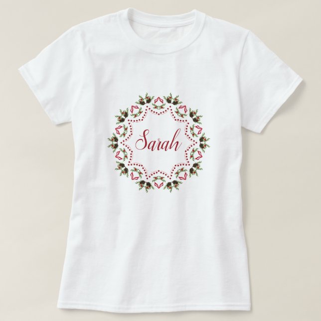 T-shirt Pine cône et baies mandala personnalisée T (Design devant)