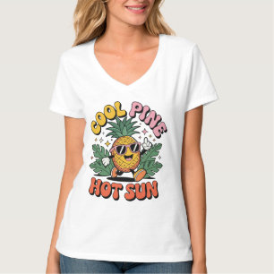 T-shirt Pine Frais Soleil Chaud Rétro Ananas Ambiance Esti