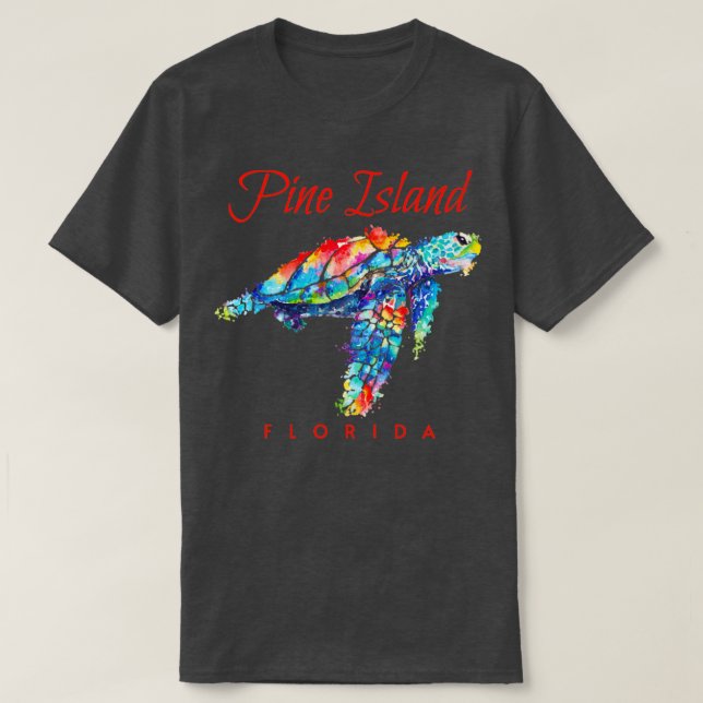 T-shirt Pine Island Florida Aquarelle Tortue de mer (Design devant)