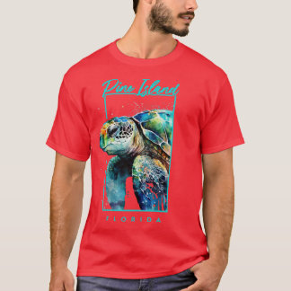 T-shirt Pine Island Floride Aquarelle de mer Portrait de l
