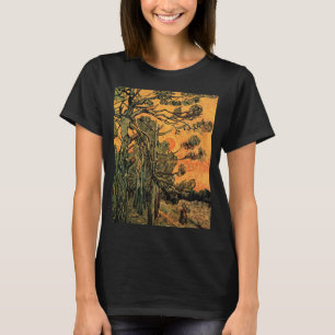 T-shirt Pine Trees Red Sky Setting Soleil par Vincent van