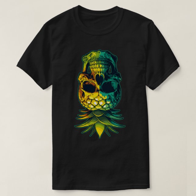 T-shirt Pineapp à l'ananas pivotante Crâne drôle à l'enver (Design devant)