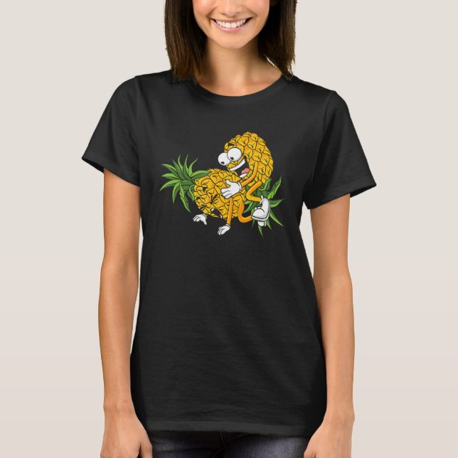 T-shirt Pineapper Swinger Couple à l'envers vers le bas (Devant)