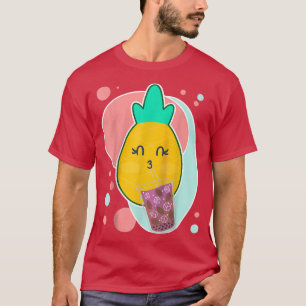 T-shirt Pineapple Boba Tea Bubble Milk Tea Cute Cartoon Fr