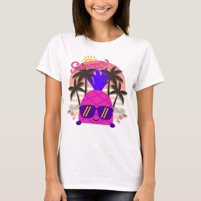 T-shirt Pineapple Enjoying the Summer (Devant)