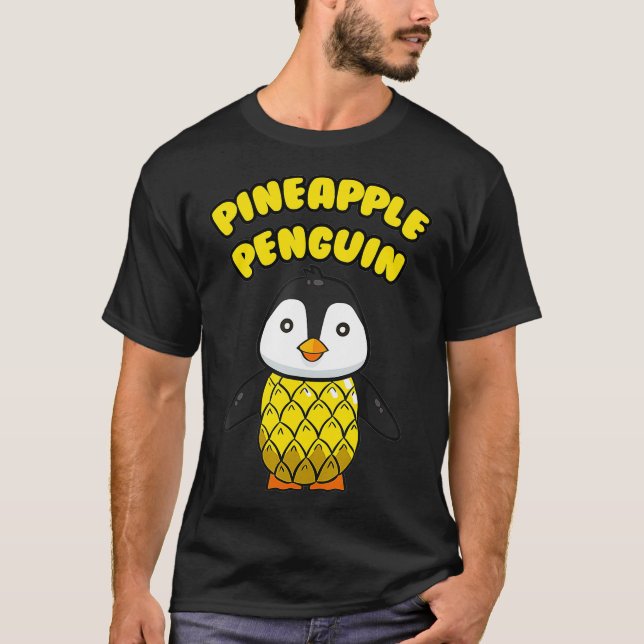 T-shirt Pineapple Penguin  Aquatic Bird Tropical Fruit (Devant)