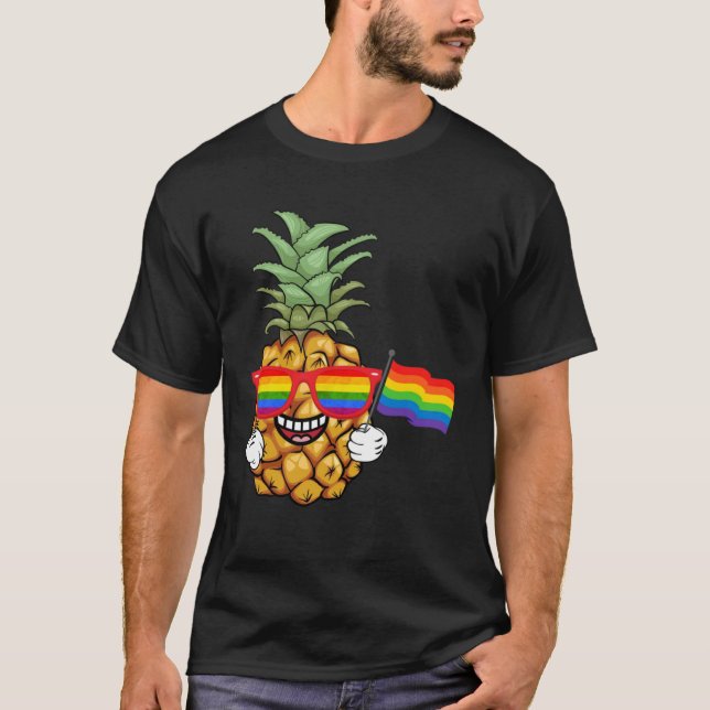 T-shirt Pineapple Rainbow Flag Hawaiian Gay Pride LGBT (Devant)