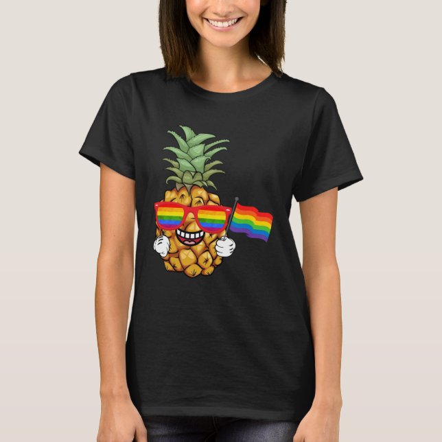 T-shirt Pineapple Rainbow Flag Hawaiian Gay Pride LGBT (Devant)
