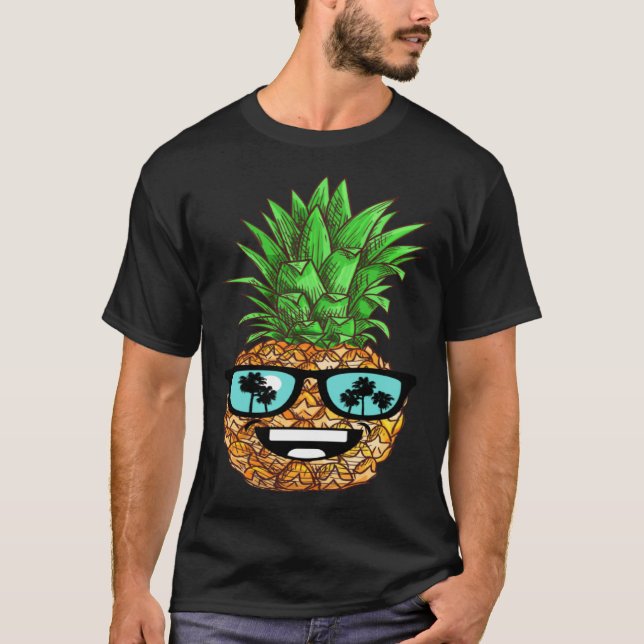 T-shirt Pineapple sunglasses aloha beaches hawaii hawaiian (Devant)
