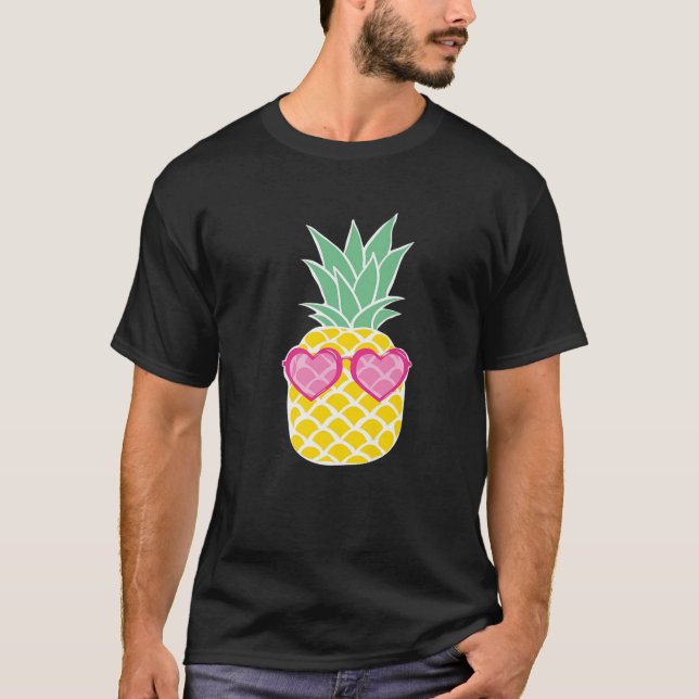 T-shirt Pineapple Sunglasses Aloha Beaches Hawaiian (Devant)