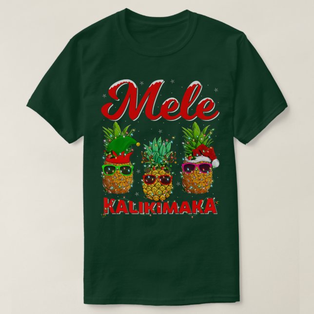 T-shirt Pineapple Xmas Lights Mele Kalikimaka Pineapple Ch (Design devant)