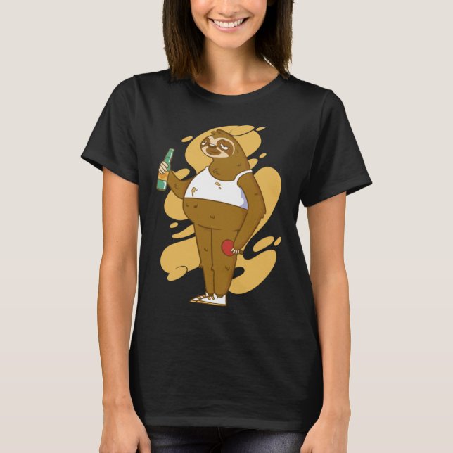 T-shirt Ping-pong de bière de Sloth ivre (Devant)