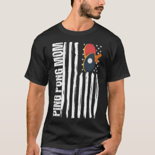 T-shirt Ping Pong Maman Américain Drapeau Table Tennis Mèr