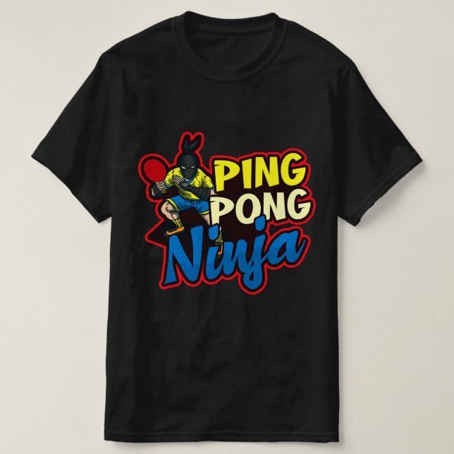 T-shirt Ping Pong Ninja Design Table Tennis   (Design devant)