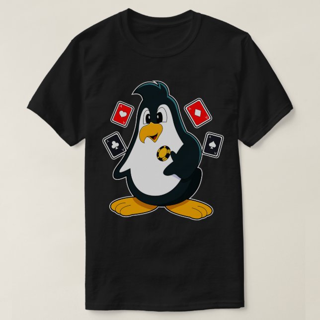 T-shirt Pingouin à avec cartes 1 (Design devant)