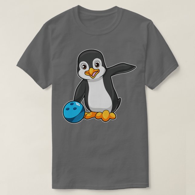 T-shirt Pingouin à Bowling avec Bowling ball 2 (Design devant)