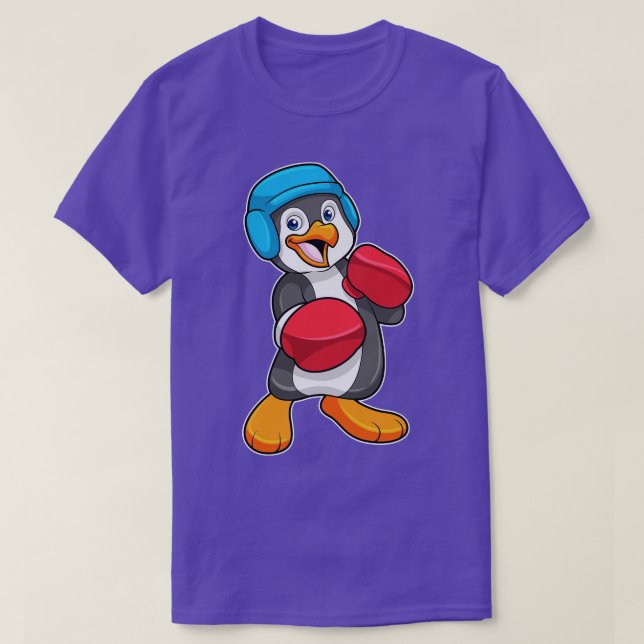 T-shirt Pingouin à la boxe avec gants de boxe Casque (Design devant)