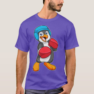 T-shirt Pingouin à la boxe avec gants de boxe Casque
