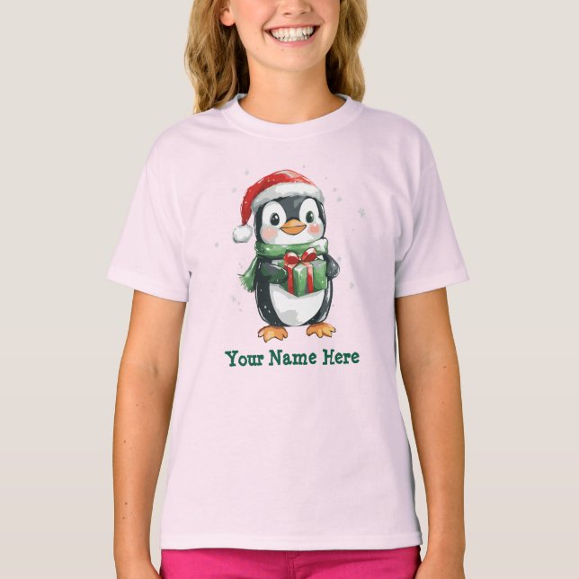 T-shirt pingouin à noël (Devant)
