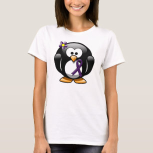T-shirt Pingouin à ruban de sensibilisation à la violette