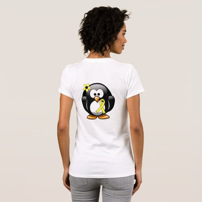 T-shirt Pingouin à ruban de sensibilisation jaune (Dos entier)