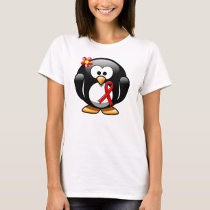 T-shirt Pingouin à ruban de sensibilisation rouge