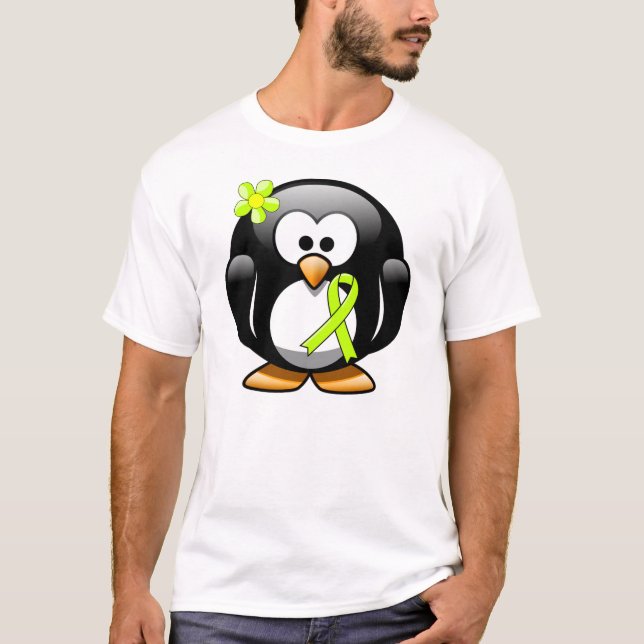 T-shirt Pingouin à ruban pour la sensibilisation au vert d (Devant)