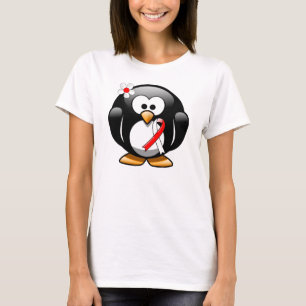 T-shirt Pingouin à ruban rouge et blanc