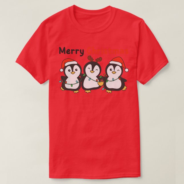 T-shirt Pingouin animaux de Noël mignons pingouins (Design devant)