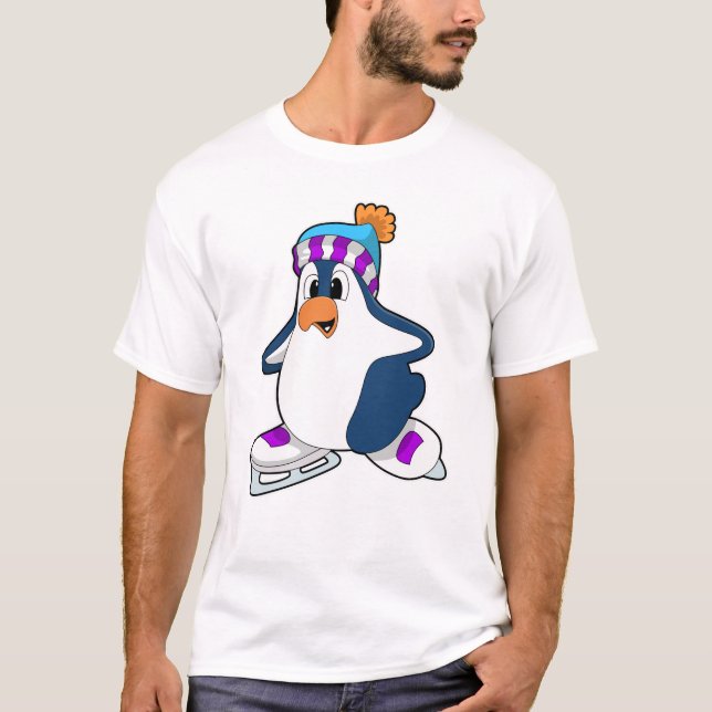 T-shirt Pingouin at Ice skating with Ice skates (Devant)