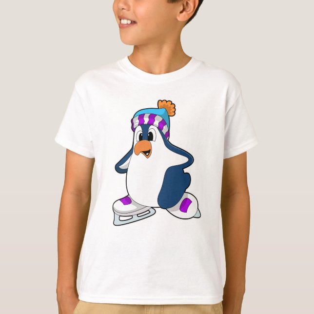 T-shirt Pingouin at Ice skating with Ice skates (Devant)
